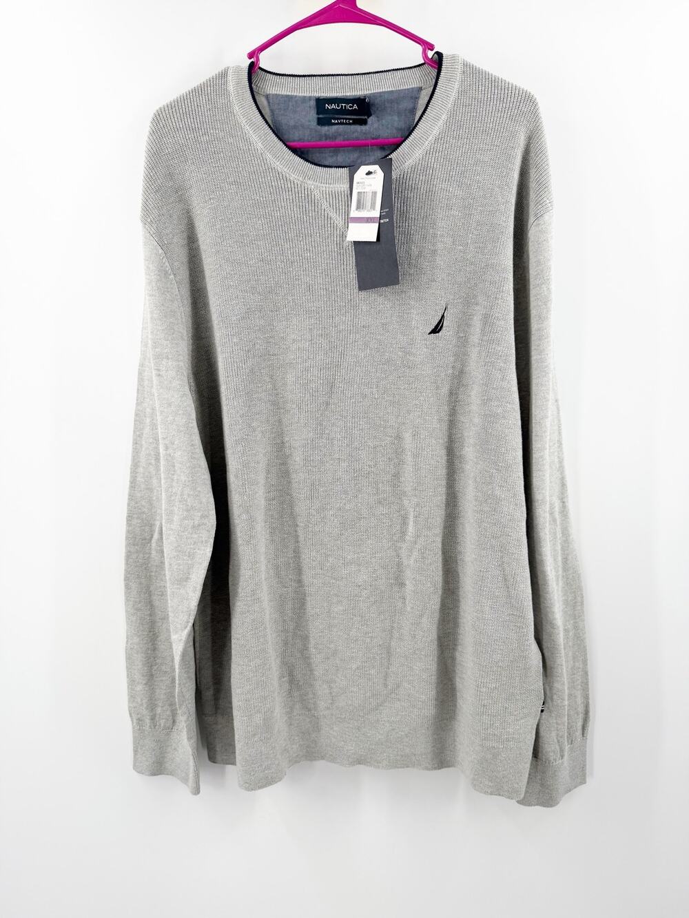 Nautica Sweater Men’s XXL Navtech NWT Temp Control Gray Pullover Cotton Blend